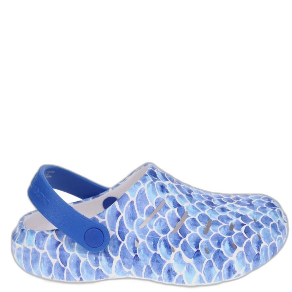 Rugged Shark Eva Clogs Big Girl Size 4 Blue Pattern Waterproof New